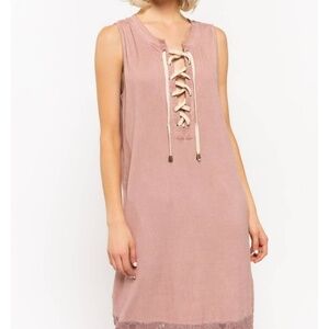 NWOT POL Pink Lace Tank Dress Size S